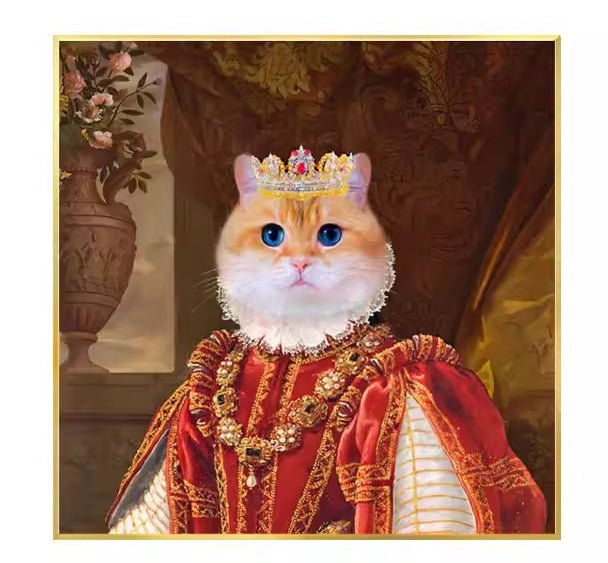 The Vase Elegant Queen – Custom Pet Oil Portrait | Personalized Cat & Dog Painting on Canvas - Little Tail Custom