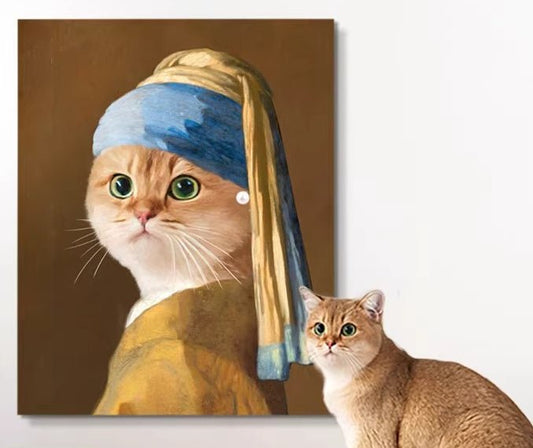 Custom Hand - Painted Pet Canvas - Personalized Oil Portrait - Little Tail Custom